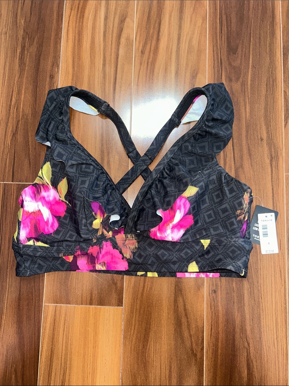 Size 0 Torrid swim wireless ruffle triangle low coverage bikini top
